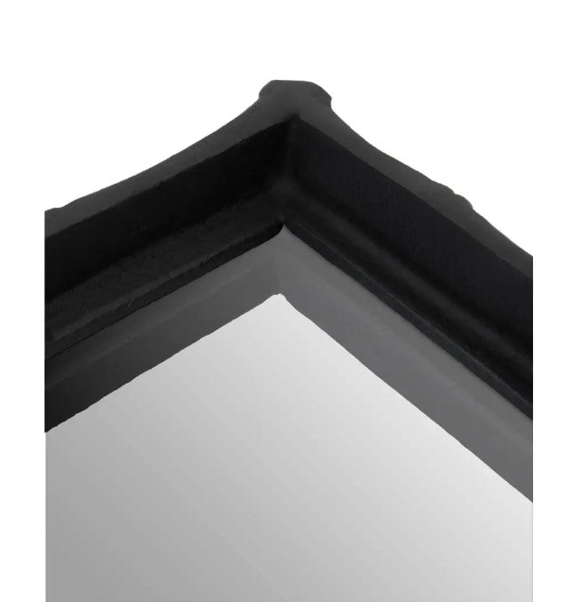 Black Bamboo Effect Tray with Mirror Base